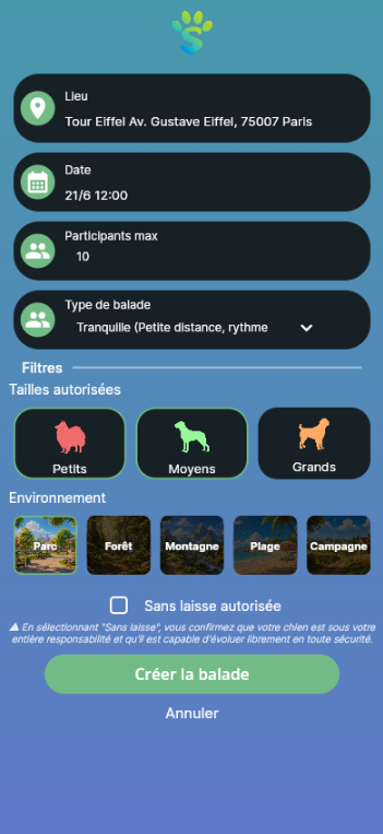 Créer une balade